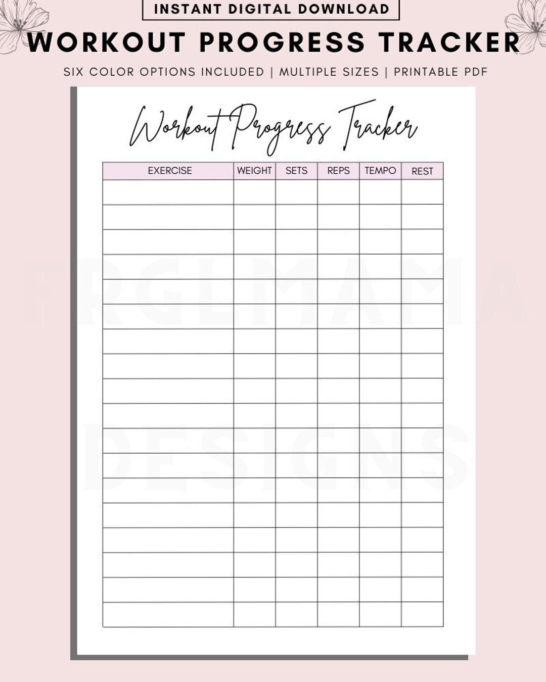 Workout Progress Tracker Printable, Printable Workout Planner, Weekly