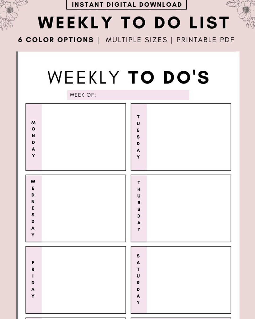 To Do List Printable, Daily to Do List Planner Page, Productivity ...