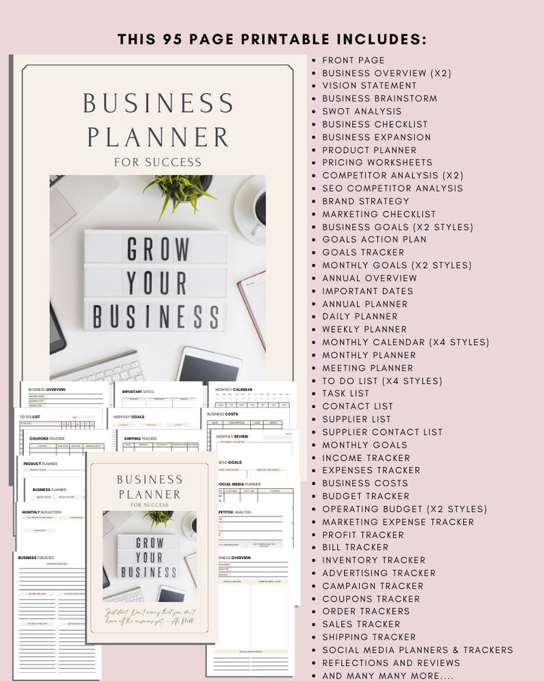 Business Plan Template: Printable Business Planner (A4 A5 LETTER PDF ...