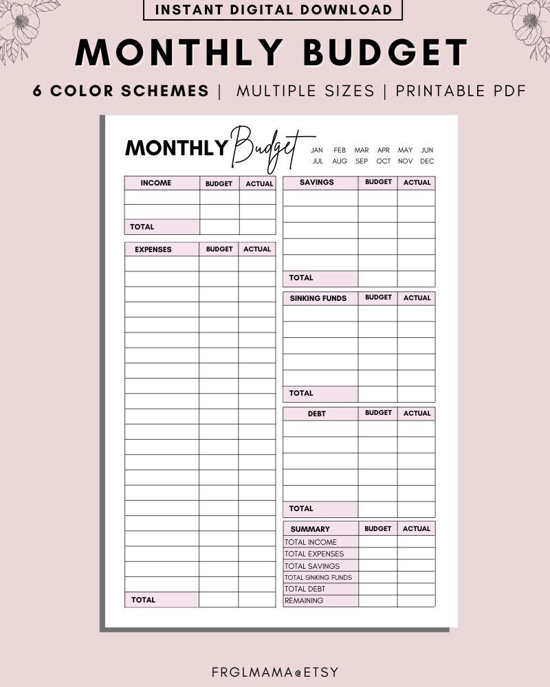 MONTHLY Budget Overview Template Printable, Budget Binder, Budget Planner,  Paycheck Budget Printable, Budget Template A4 A5 Letter PDF 