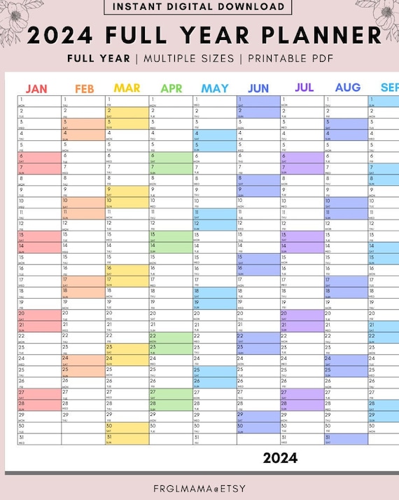 2024 YEARLY VIEW Colorful