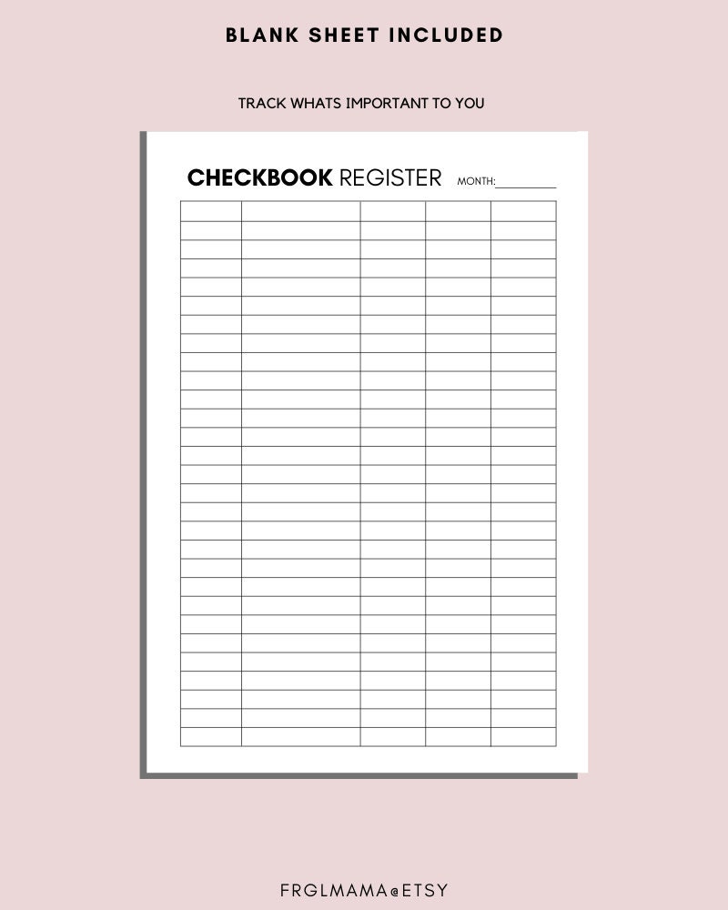 Checkbook Register Printable Transaction Register Planner - Etsy