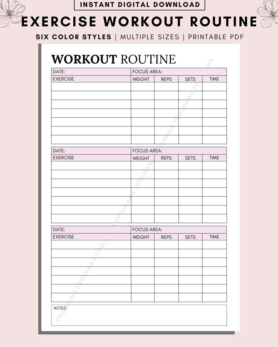 Printable Workout Planner Exercise Routine Planner 30 Days Fitness Printable Workout Planner Exercise Routine Planner 30 Days Fitness