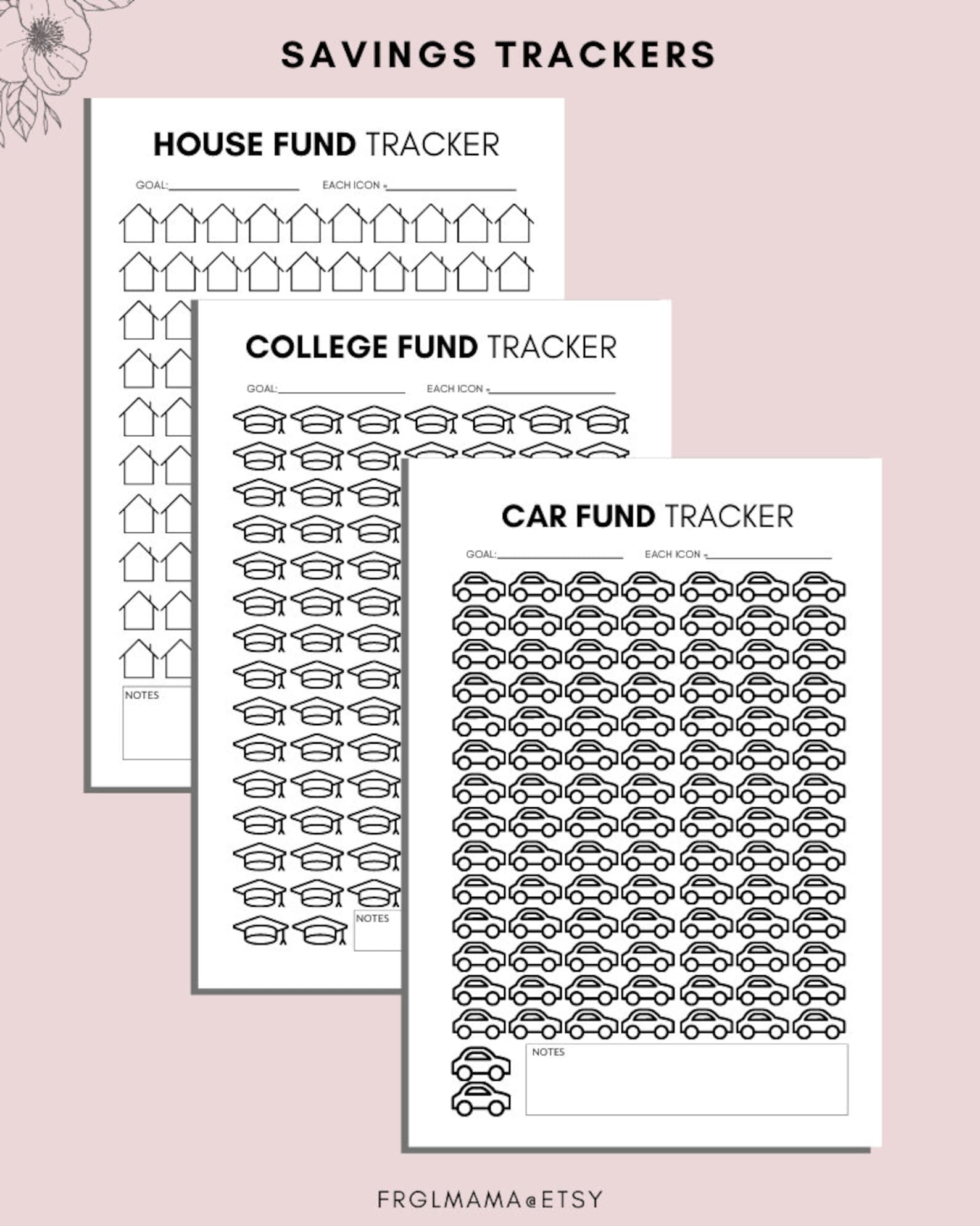 Savings Tracker Printable Savings Tracker Emergency Fund | Etsy