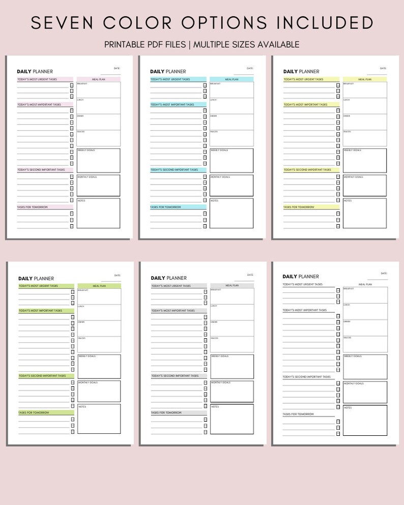 Daily Planner Printable: Goal Tracker, To-do List, Weekly Agenda (PDF ...