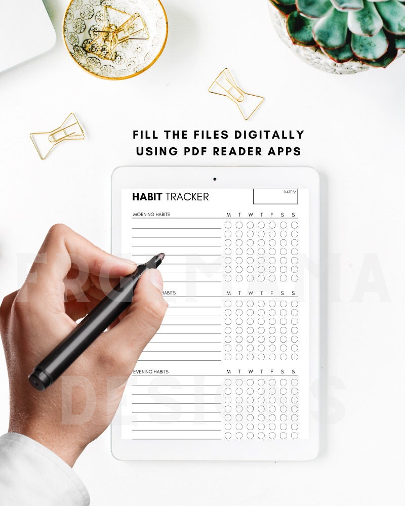 Daily Habit Tracker Printable: Routine Checklist (A4/A5/US Letter PDF ...