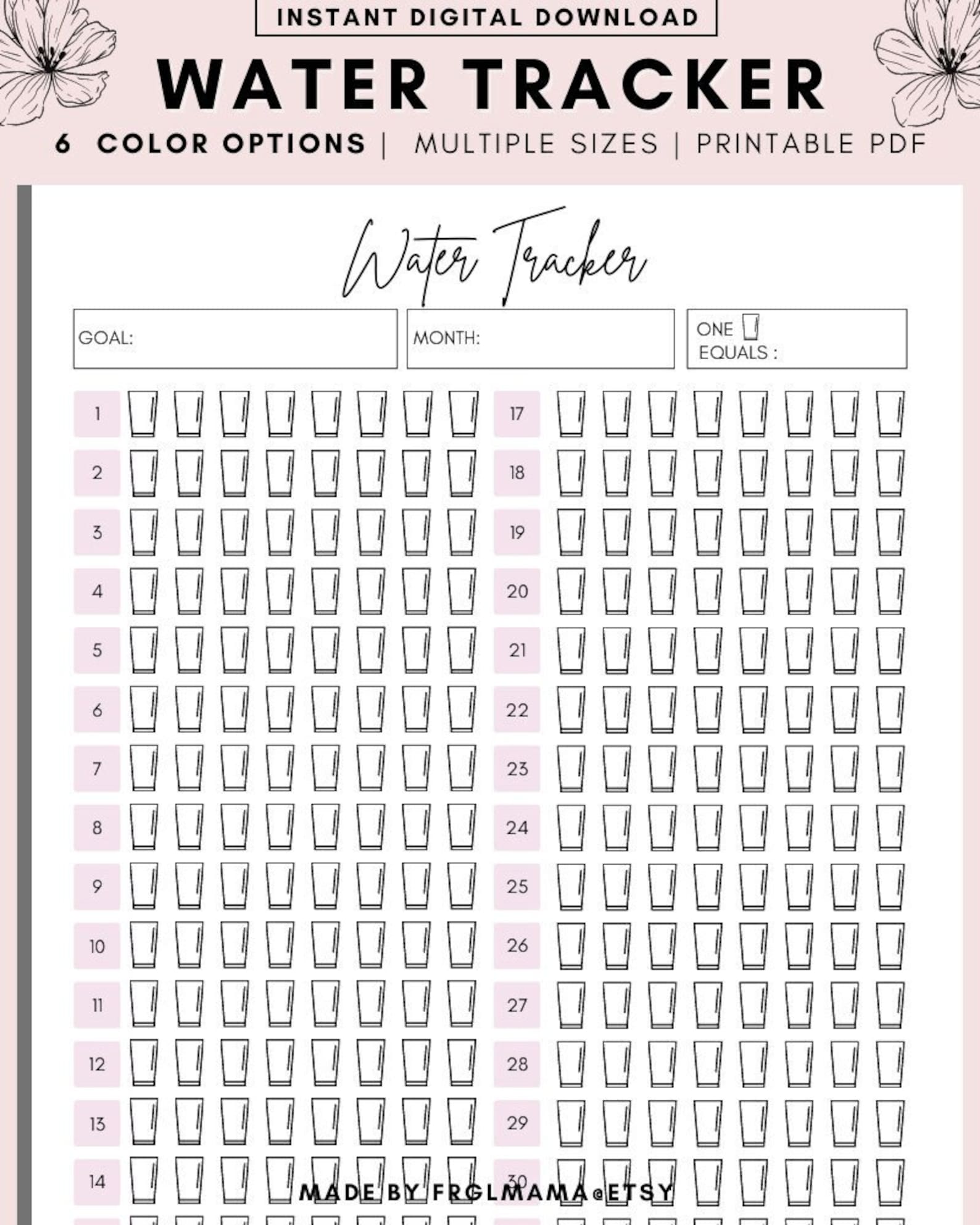 Monthly Water Tracker Printable: A4 A5 Letter Sizes (PDF) - Etsy