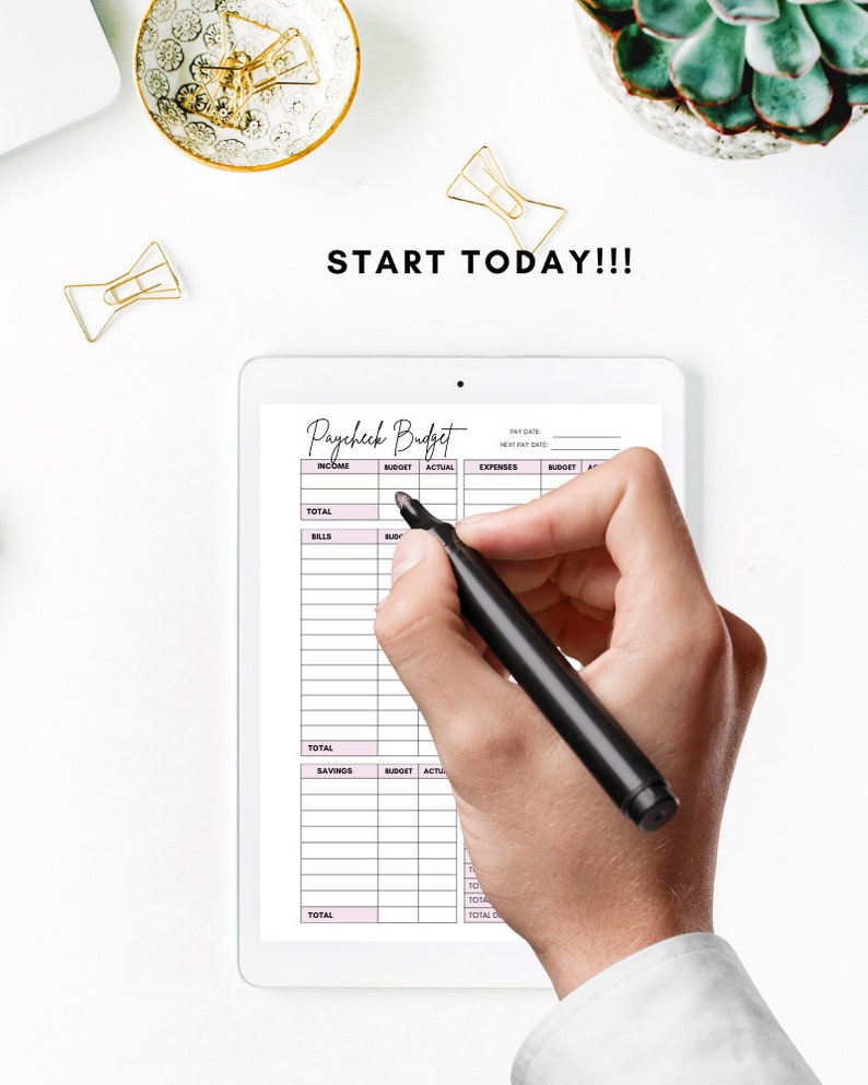 Paycheck Budget Overview Template Printable Paycheck Budget Etsy