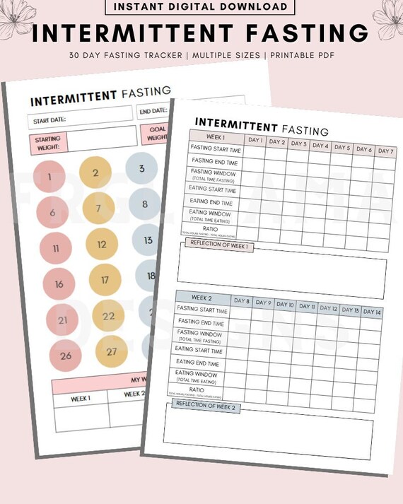 Intermittent Fasting Tracker: 30 Day Challenge, Weight Loss (Digital Download)