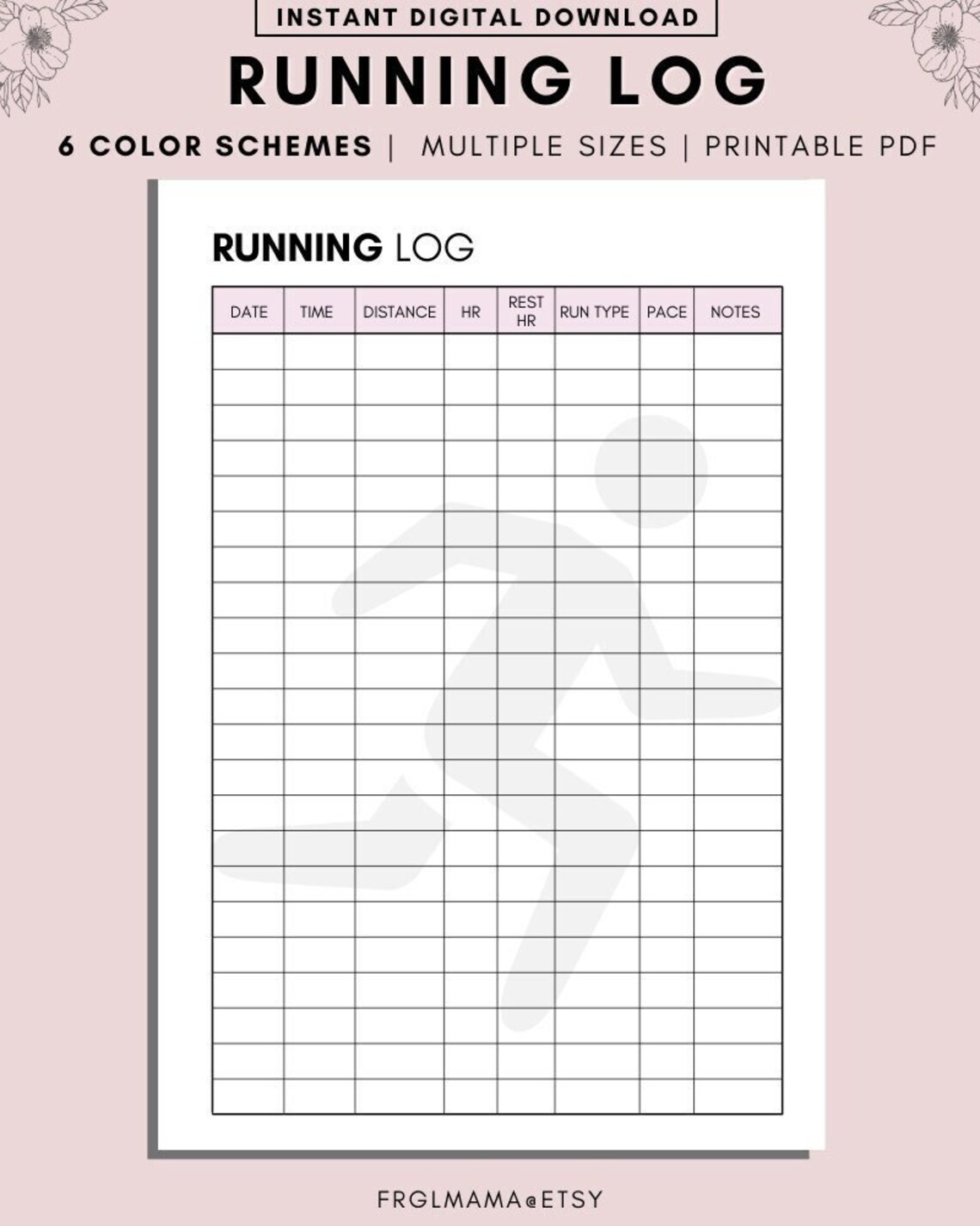 Running Log Tracker Printable Jogging and Workout Planner | Etsy