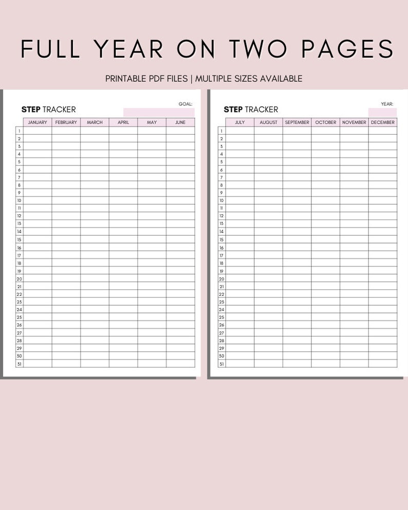 Step Tracker Step Log INSTANT DOWNLOAD Planner Insert A4 | Etsy