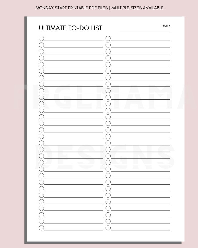 Minimalist to Do List Printable: A4, A5, Letter (PDF Download) - Etsy
