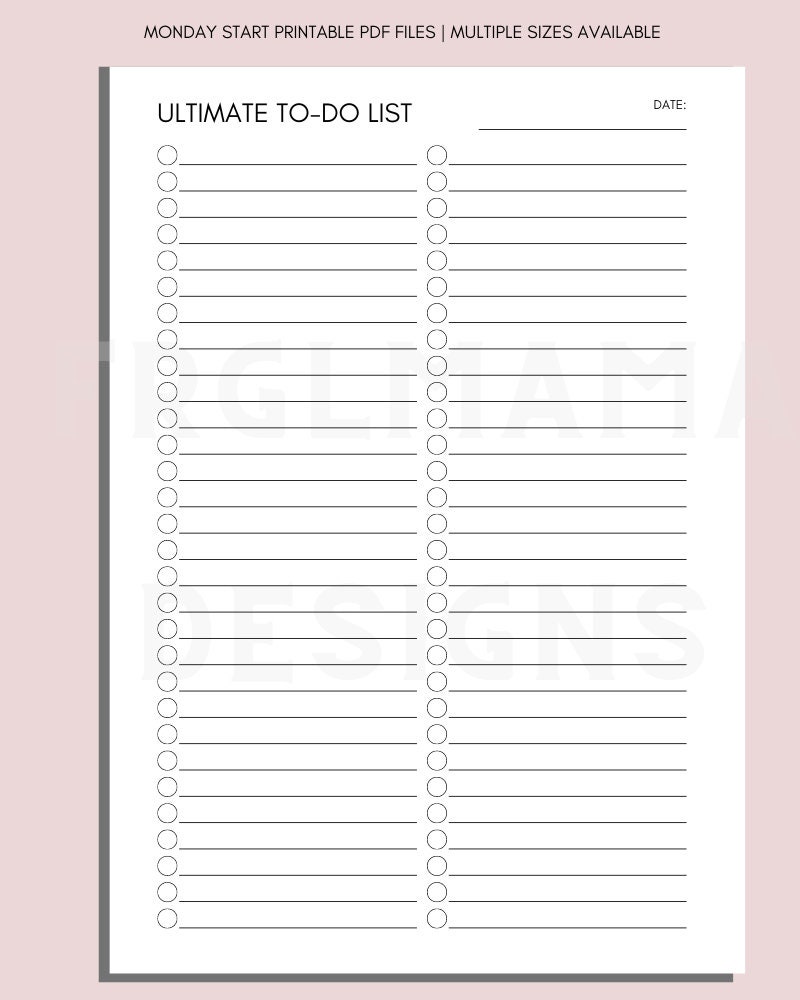 Minimalist to Do List Printable: A4, A5, Letter (PDF Download) - Etsy