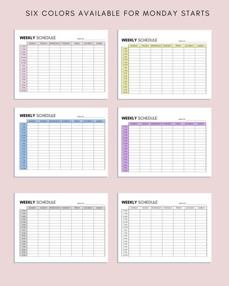 Hourly Weekly Planner Printable: Daily Schedule, A4 A5 Letter (PDF) - Etsy