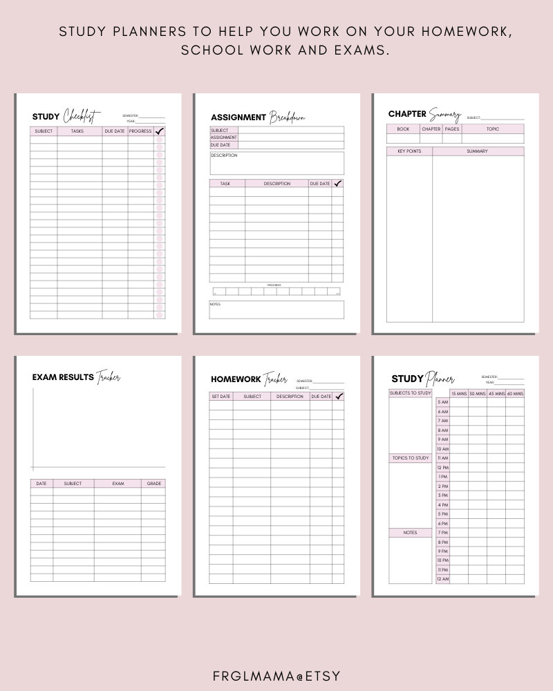 Student Planner Printable Set: Exam Prep Kit (a4/a5/letter PDF) - Etsy