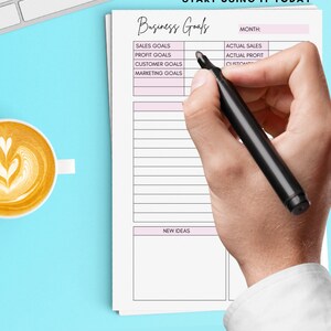 Monthly Business Goals Printable: Small Business Goal Worksheet (A4 A5 PDF) image 4