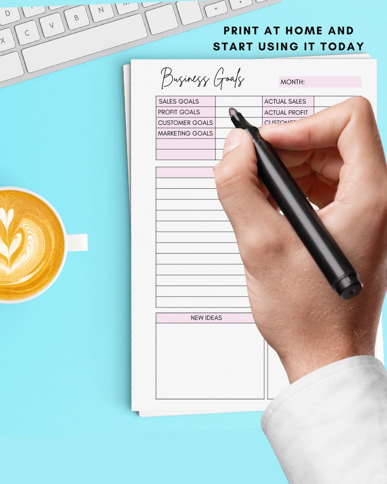 Monthly Business Goals Printable: Small Business Goal Worksheet (A4 A5 PDF) image 4