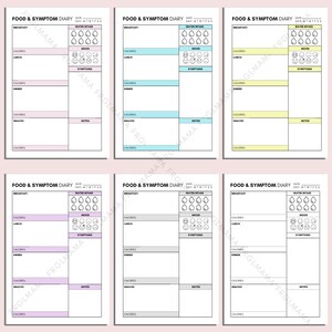 Daily Food &amp; Symptom Diary Printable, Printable Daily Food Journal ...