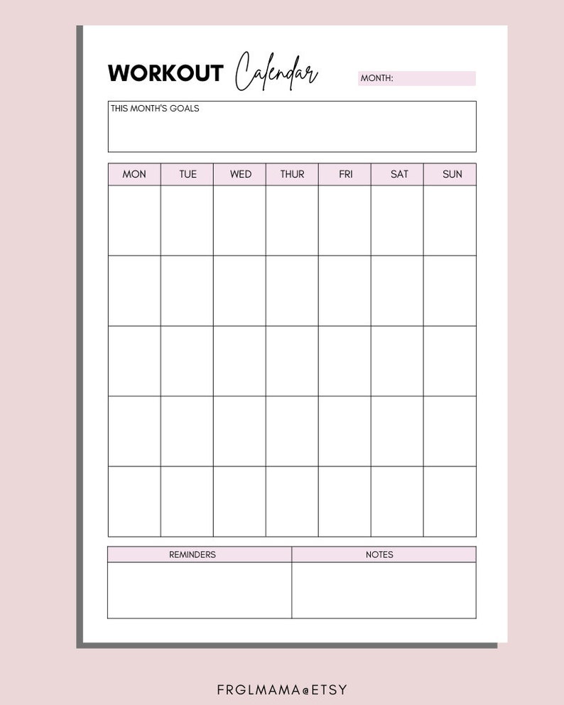 Printable Workout Planner Weekly Exercise Planner Exercising - Etsy