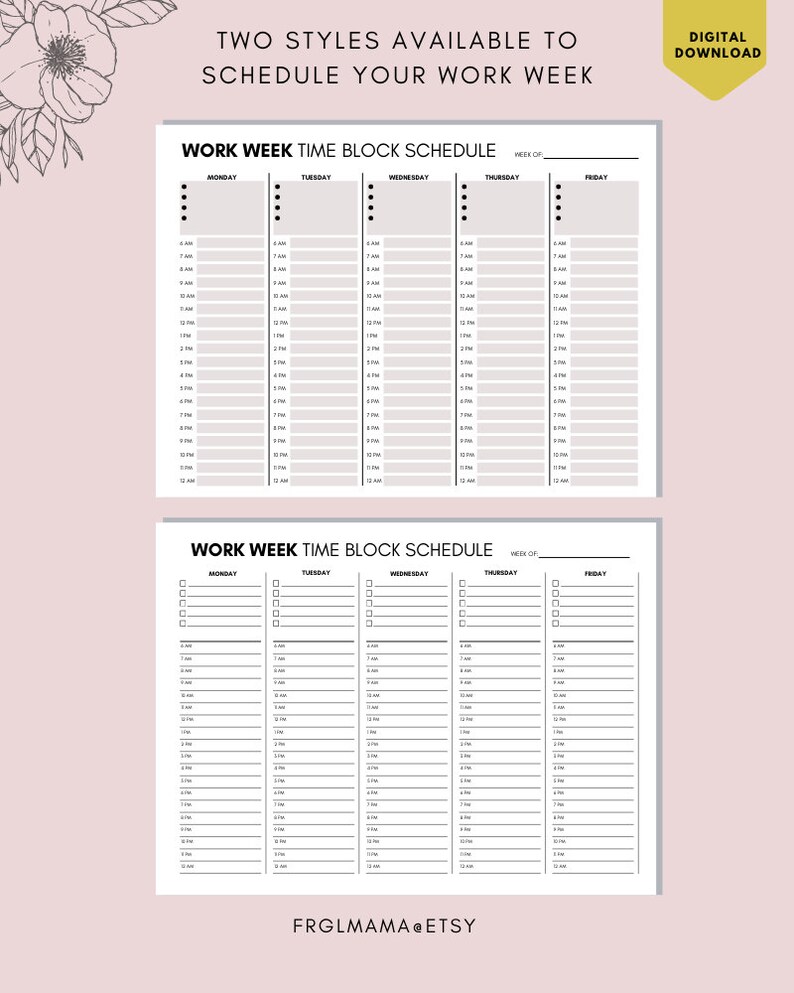 Time Block Week Schedule.pdf Time Blocking Weekly Schedule Printable (digital Download) - Etsy Canada
