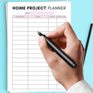 Simple Home Project Printable, Home Project Planner Template ...