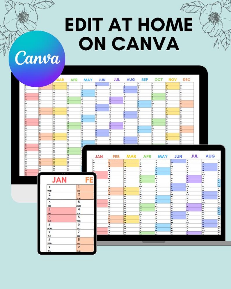 2025 Year Planner Template – Minimalist Calendar, Printable Canva (PDF ...