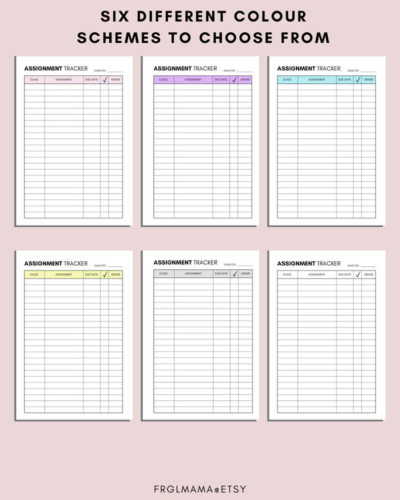 Assignment Tracker Printable: Homework & Assessment List (PDF) - Etsy