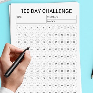 100 Day Challenge Printable Planner, Countdown Calendar, Fitness ...
