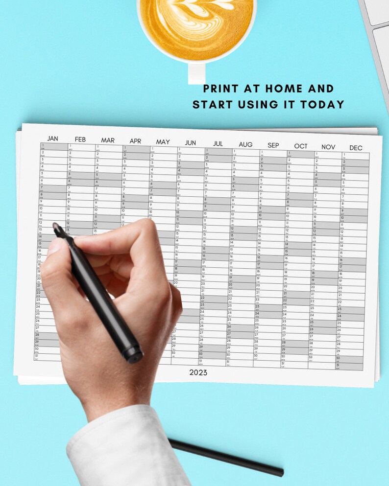 2023 Year Planner Yearly Planner on 1 Page Landscape Etsy UK