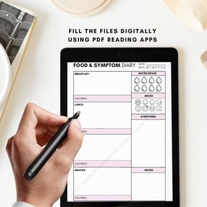 Daily Food &amp; Symptom Diary Printable, Printable Daily Food Journal ...