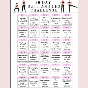 30 Day Butt & Leg Challenge: Fitness Tracker Printable (PDF) - Etsy