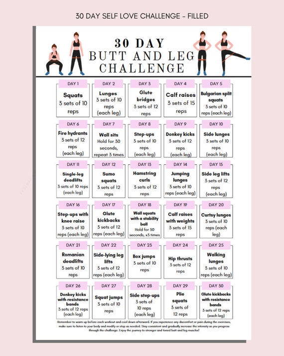 30 Day Fitness Challenge Printable 30 Day Fitness Challenge 30