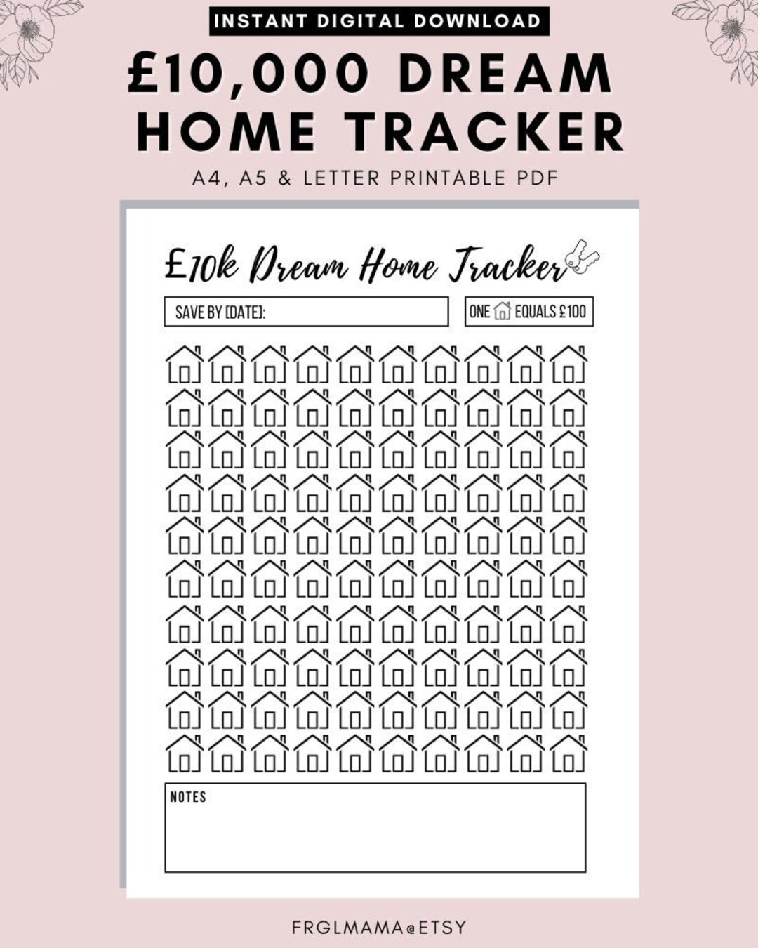 Dream Home Savings Tracker: House Fund Goal Printable (digital Download ...