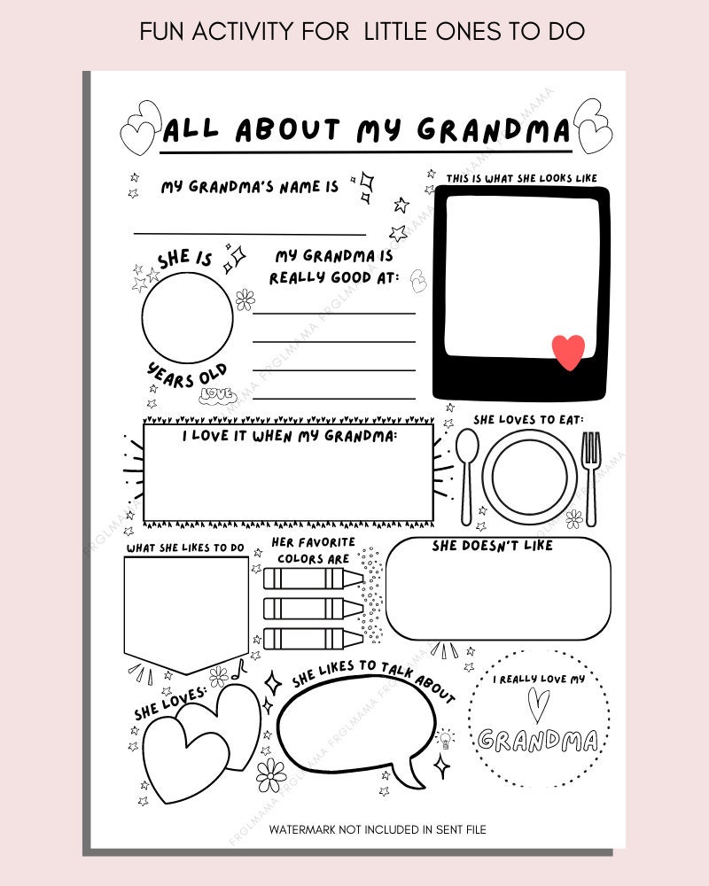 All About My Grandma Printable Mother's Day Fill in the - Etsy