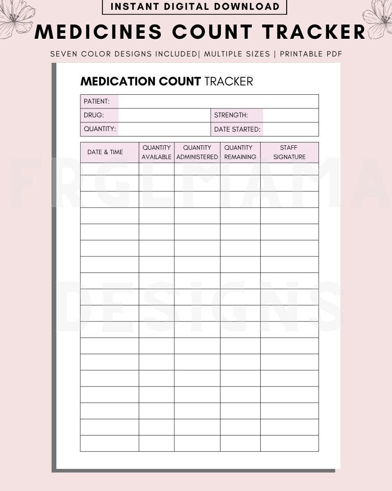 Free Printable Medication Count Sheet Free Printable Medication Count Sheet