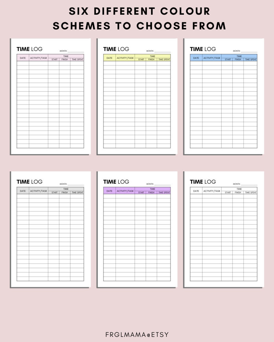 Working Time Log Time in and Out Timesheet Tracker Time | Etsy