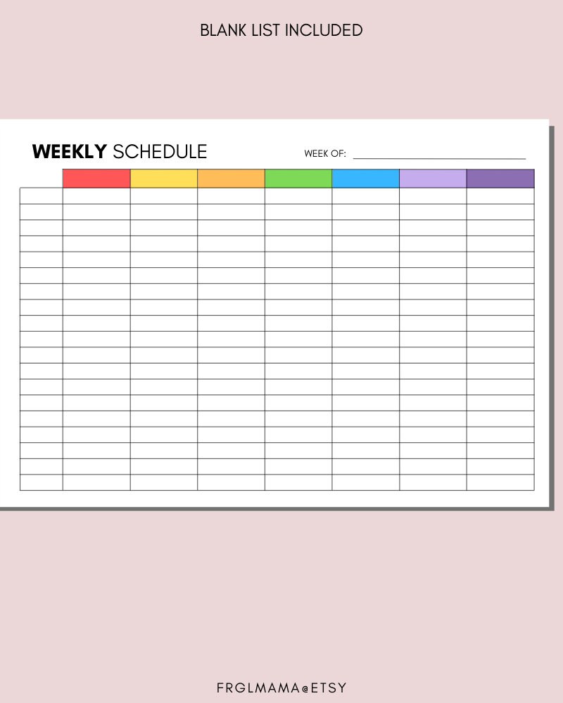 Printable Weekly Schedule: Hourly Planner, A4 A5 US Letter (digital ...