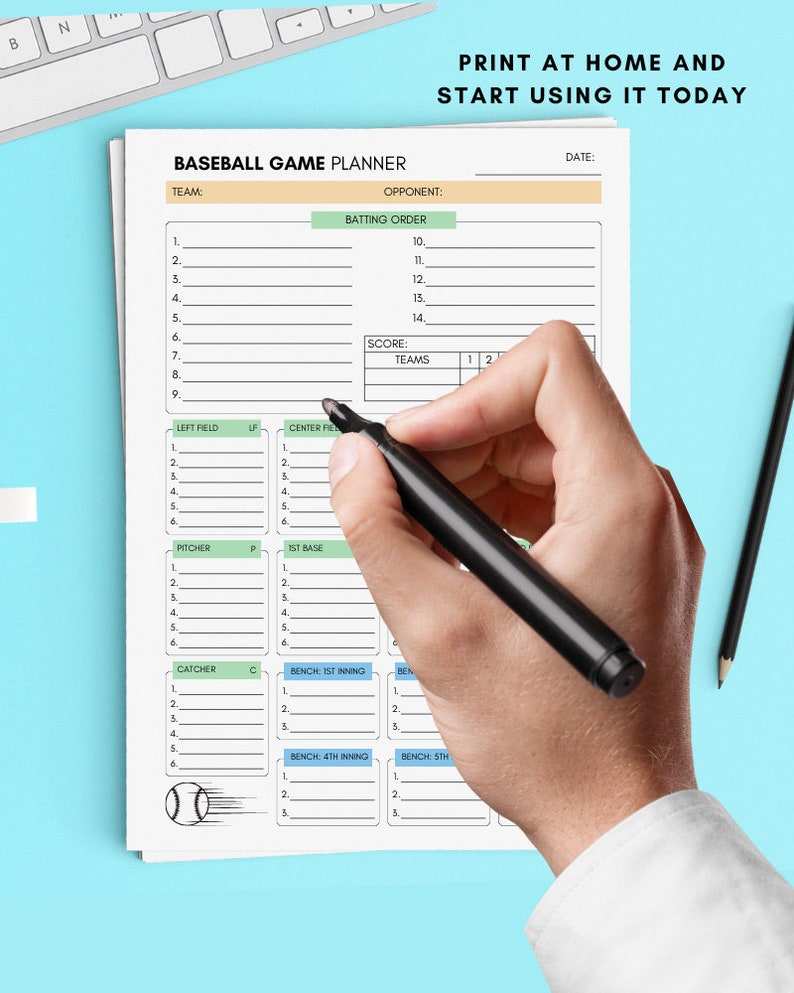 Baseball Position Chart.pdf Baseball Game Planner: Lineup & Position Chart (PDF Download) - Etsy