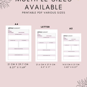 Article Summary Research Paper Journal A4 PDF Printable Instant Digital ...