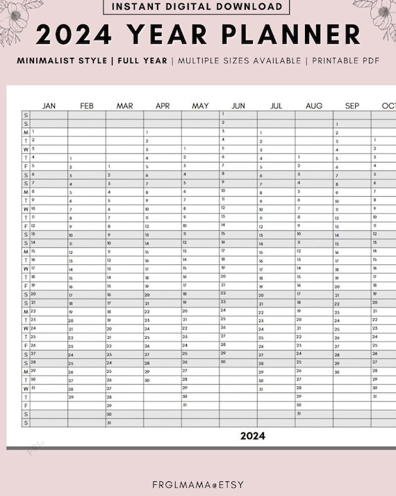 Modèle FULL CALENDAR 2024 TEMPLATE