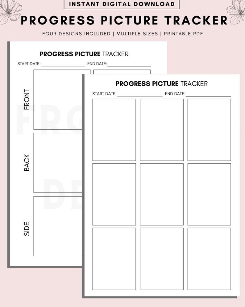 Progress Picture Tracker: Printable Fitness Planner (digital Download ...