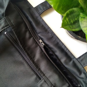 Black cotton zip bag with lining, cotton tote bag, cosmocat bag zdjęcie 6