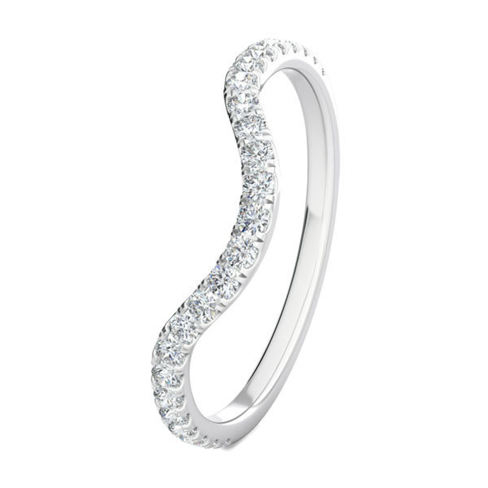 Round Moissanite Band Curved Wedding Band Minimalist Ring