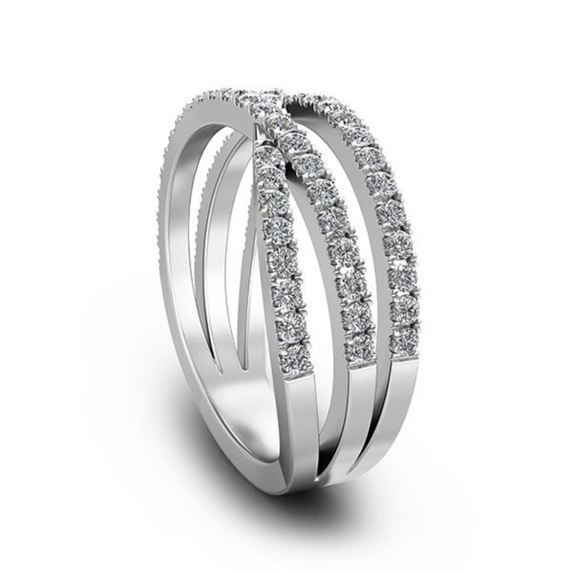 Moissanite Engagement Band Half Eternity Band Round Diamond Etsy