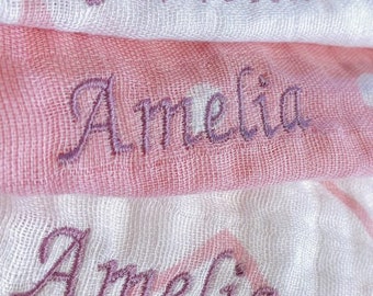 Personalised Muslins, Embroidered Baby Muslins, 100% Cotton, Baby Gift