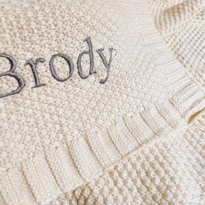 Embroidered Personalised Knitted Baby Blankets, Cosy Blanket, 100% Cotton, Baby Blanket, Personalised Baby Gift, Design Your Own!