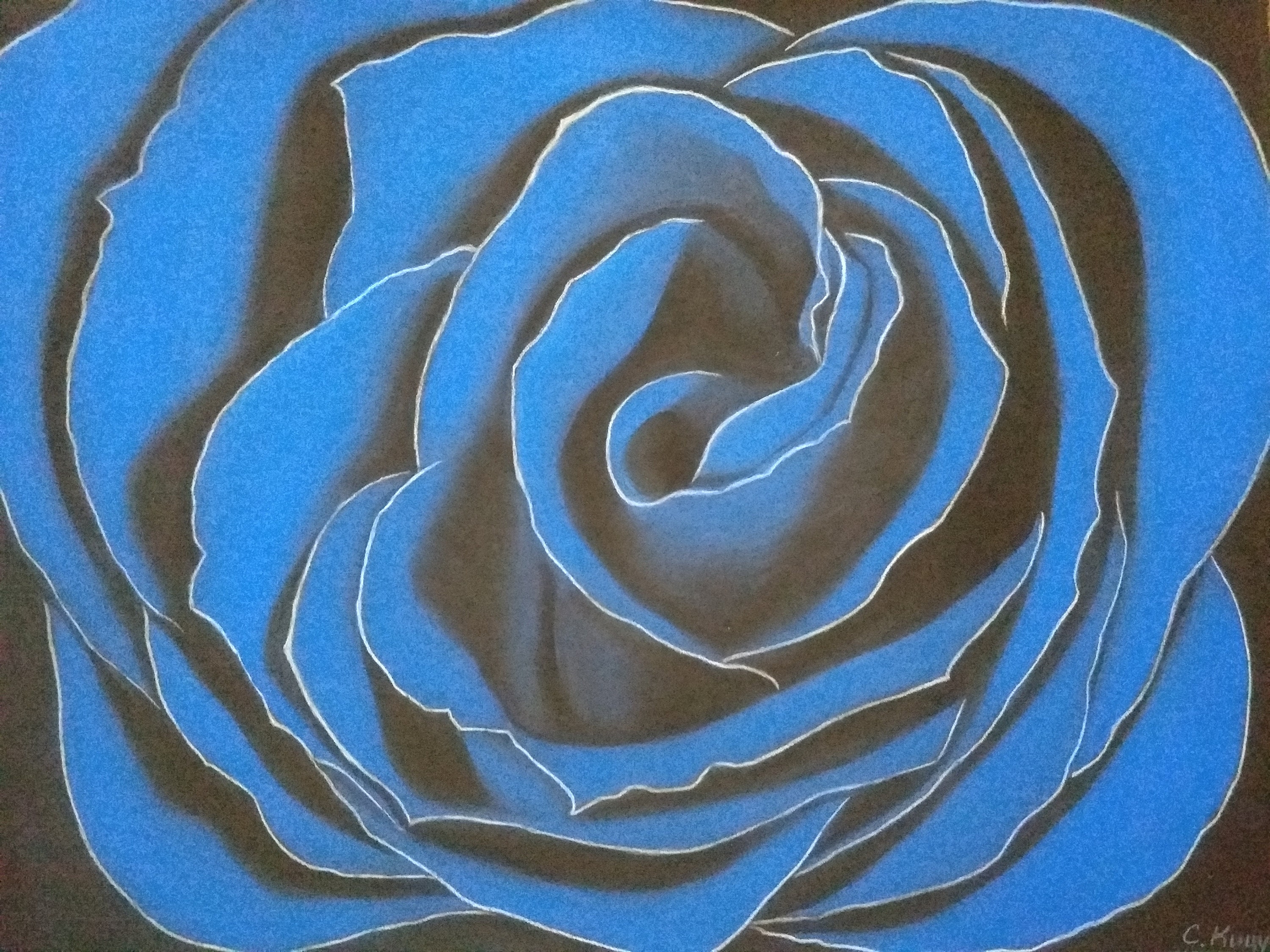 Blue Rose Painting Original Art Pastel Artwork Colorful | Etsy