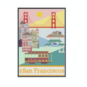San Francisco Landmarks, Digital Cross-stitch Pattern