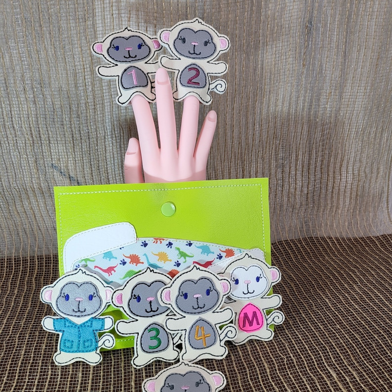 Finger Puppet Using Number 7 Monkey Finger Puppets – Counting Educational Toy With Carry Case - Etsy