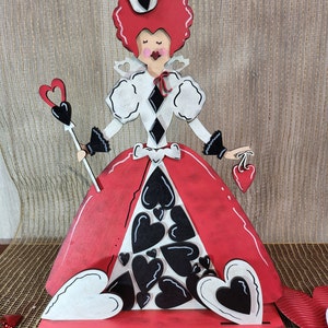 Queen of Hearts Valentine Decor - Valentine Shelf Decor - Valentine Shelf Sitter - Queen of Hearts Valentine Shelf Sitter -Queen of Hearts